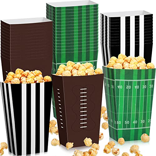 Image of Sinmoe 48 PCS Football Popcorn Boxes Football Party Supplies Decorations Football Party Favor Bags Football Popcorn Holder for Football Theme Birthday Decor Baby Shower Theater Carnival