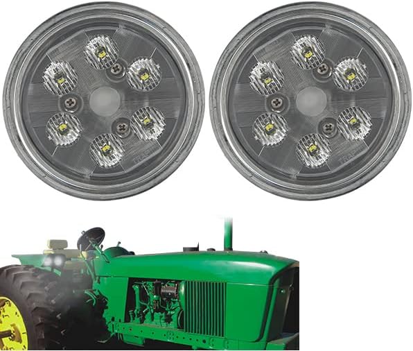 2PCS Par36 LED Tractor Light Round Flood Lamp 5000K LED Work Light 12V Sealed Beam Compatible with John Deere Tractor 4430 3010… (Flood Beam)