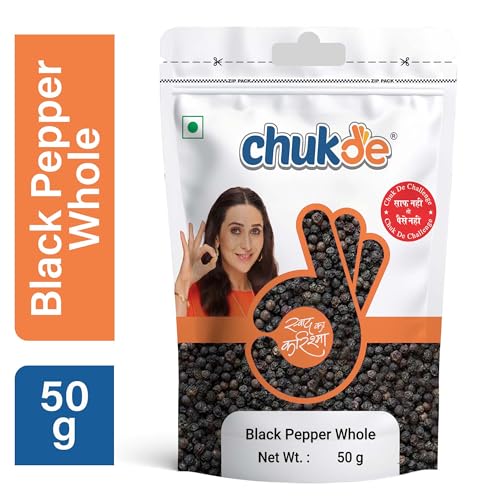 Image of Chukde Kaali Mirch Sabut, Black Peppercorns Whole Spices, 50g