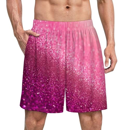 Mens Lounge Shorts with Elastic Waistband, Soft Comfy Pajama Shorts Sleep Bottoms Loungewear