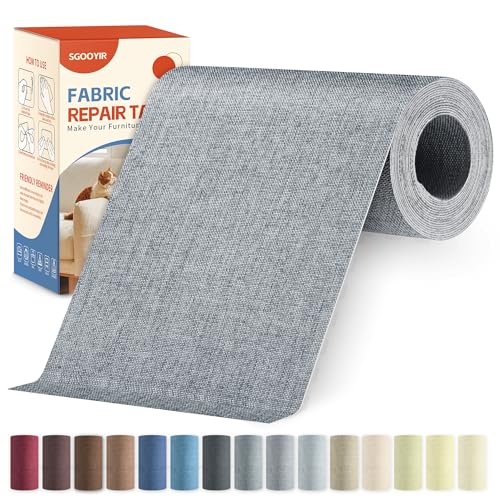 Parche Adhesivo Tela Gris, 10x200cm Tela Adhesiva para Tapizar Autoadhesivo, Kit de Reparación de Parche de Lino Autoadhesivo para Muebles, Toldo, Asientos De Coche, Sillas, SofáS, Cojines