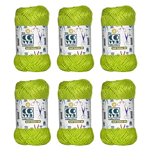 KACHVI 100% Baumwolle 8/8 Ply Garn Faden Bälle zum Stricken Häkeln Home Decor Schal Quaste Untersetzer Handschuhe Kleidung Hand Made Projects, Packung mit 6 Volltonfarben, (Cholorphyll Grün) Cover