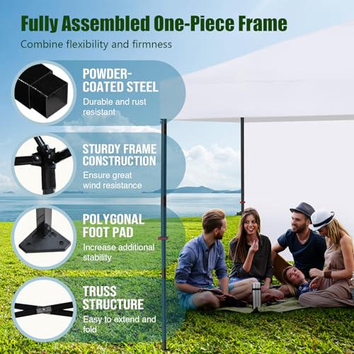 Image of Eurmax USA NOMATTER ONE-Person Open&Close 10x10ft Pop Up Canopy Tent,Portable Shelter Canopy for Outdoor Events with 1 Removable Sidewall,Bonus 4 Sand Bags(Navy Blue)
