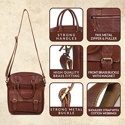 VALENCHI Real Genuine Leather 14" Laptop Messenger Bag/Briefcase For Men & Women4