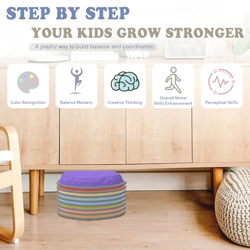 Stepping Stones for Kids, 8 PCS Balance Stepping Stones for Toddlers, Non-Slip Obstacle Course Sensory Toys Indoor Outdoor, Balance River Toys for Birthday, Children's Day and Christmas Gift — view 5