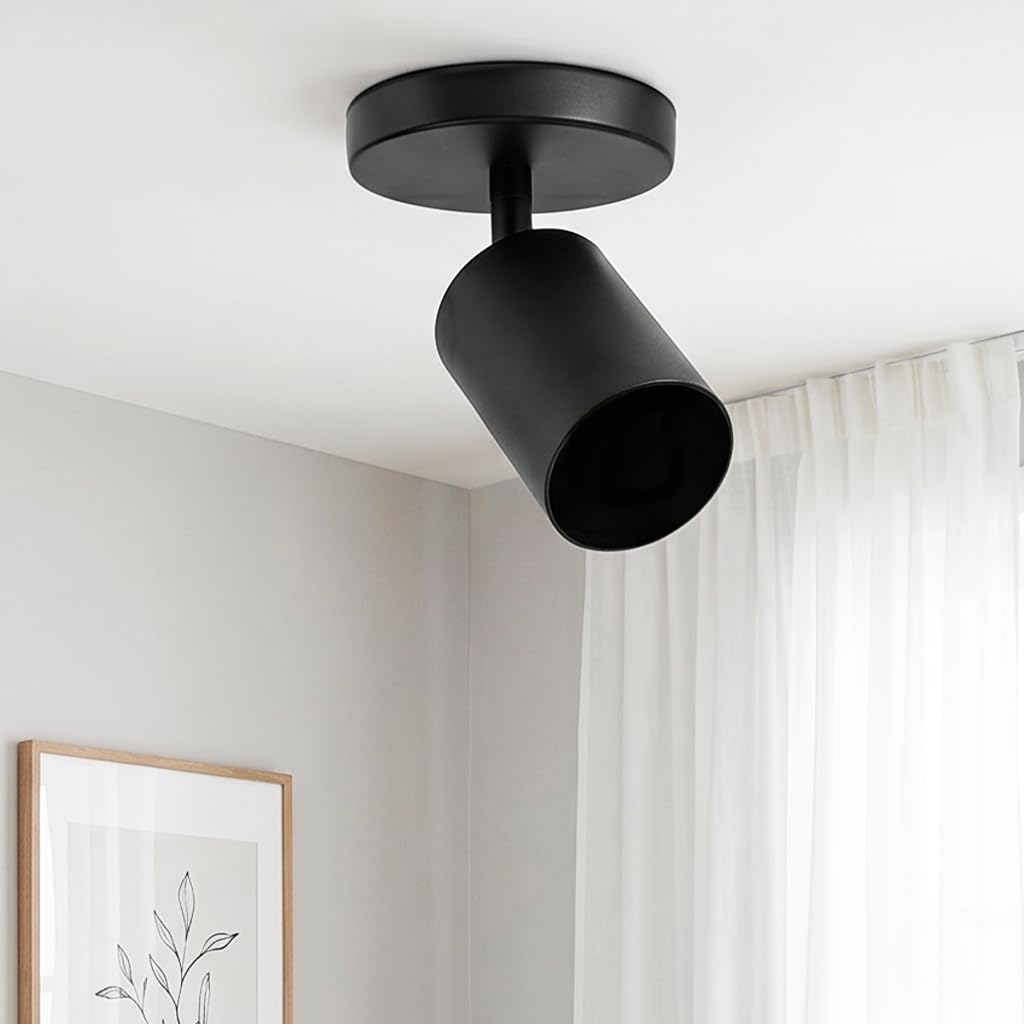 Faretto orientabile 4 pezzi senza lampadina GU10, lampada da parete interna, faretto da parete, faretto da soffitto, faretto da soffitto nero opaco girevole 350°/90° per soggiorno, cucina