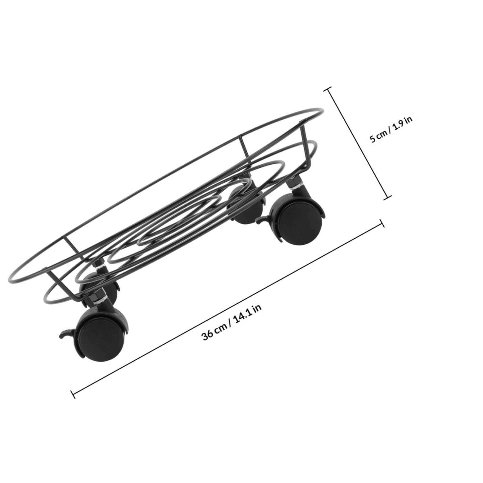 YARNOW 1 Supporto per Bonsai in Ferro con 4 Ruote per Vasi da Fiori Nero 36 Cm Freni