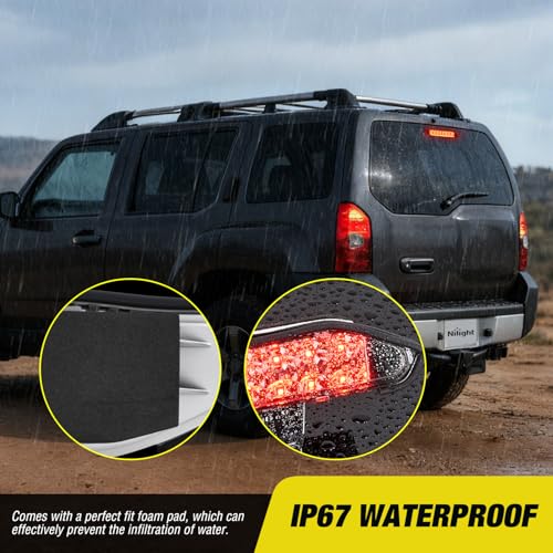 Image of Nilight Third Brake Light Tail High Mount 3rd Stop Lights Smoked Lens Compatible with Nissan Xterra 2000 2001 2002 2003 2004 Van SUV Rear Center Cab Lamp