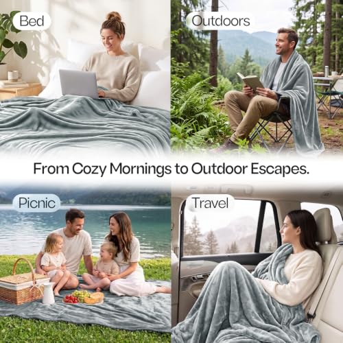 Image of Utopia Bedding Fleece Blanket Queen Size Cool Grey 250GSM Luxury Fuzzy Soft Anti-Static Microfiber Bed Blanket (90x90 Inches)