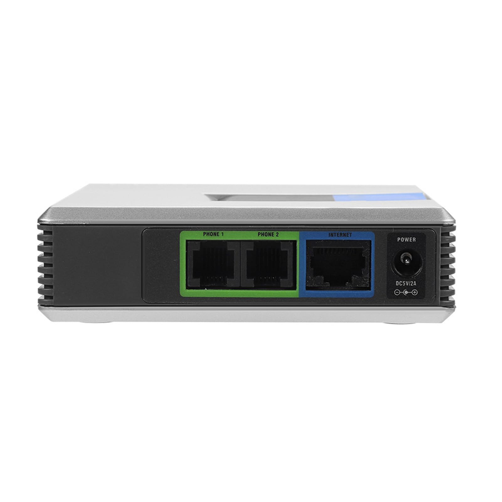 Adattatore VoIP2 Porte, Adattatore Telefonico Voice Over IP per Chiamate Globali Gratuite e a Lunga Distanza con Cavo di Rete, Supporto Protocollo Sip V2 (Spina Europea)