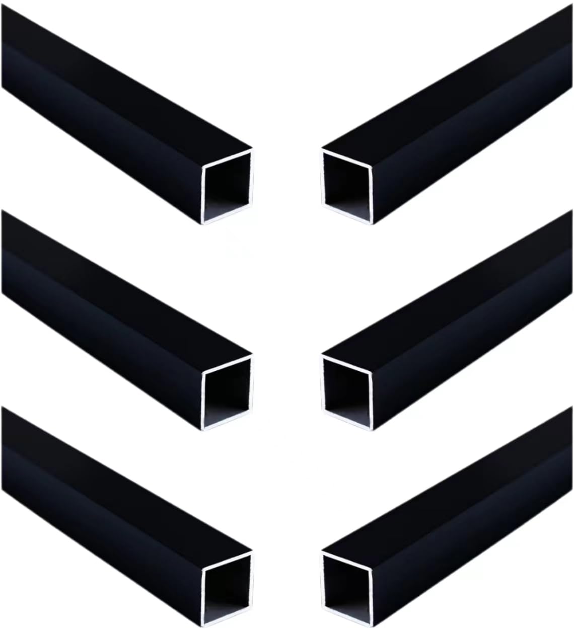 Black Aluminum Square Tubing 6Pcs - 10mm X 10mm X 1550mm, 1mm Wall Thickness, 6061 Alloy For DIY Projects & Framing