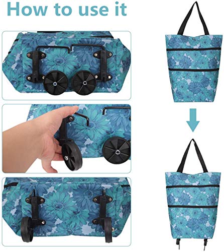 Faltbarer Einkaufstrolley mit Rädern, wiederverwendbare Einkaufstasche, Einkaufstasche, faltbare Tragetasche, Schulter… – Bild 5