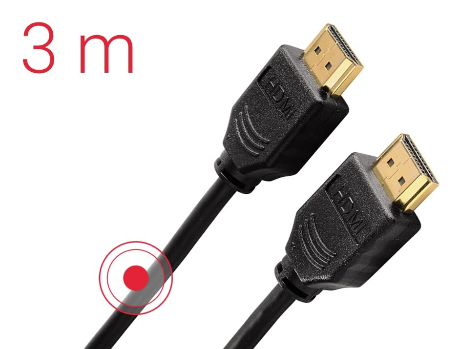 Hama HDMI Cable HDMI Male Cable 10.2 Gbps 1080p Full HD Gold-Plated 3 m Black, SC BLACK - Image 2