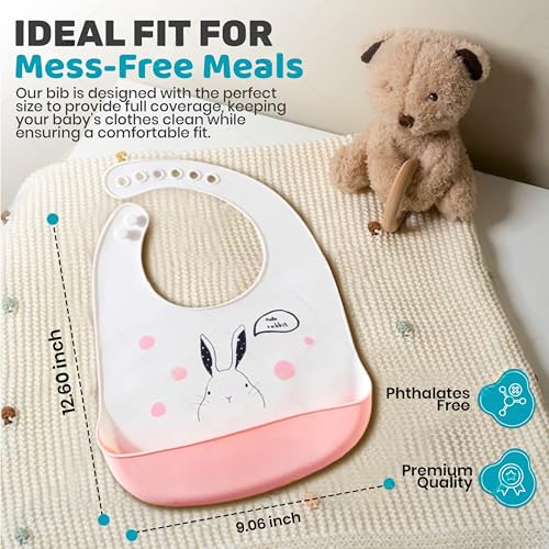 Soft Silicone Colorful Bibs, Travel Case, Reusable, Dishwasher-Safe, Adjustable, BPA-Free, Toddlers 6-48 Months3