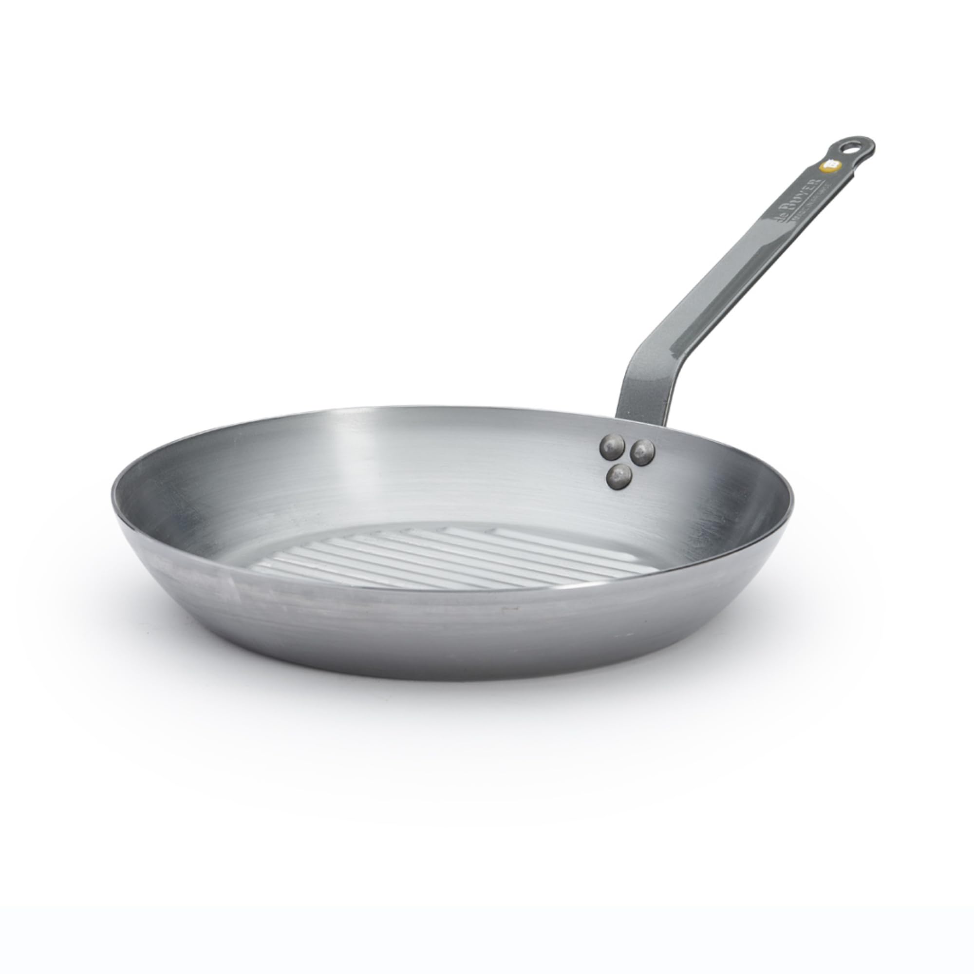 De Buyer MINERAL B Carbon Steel Grill Pan - 12.5” Diameter - Ideal for Grilling & Browning Meat - PFAS, PFOA & PFOS Free - Made in France