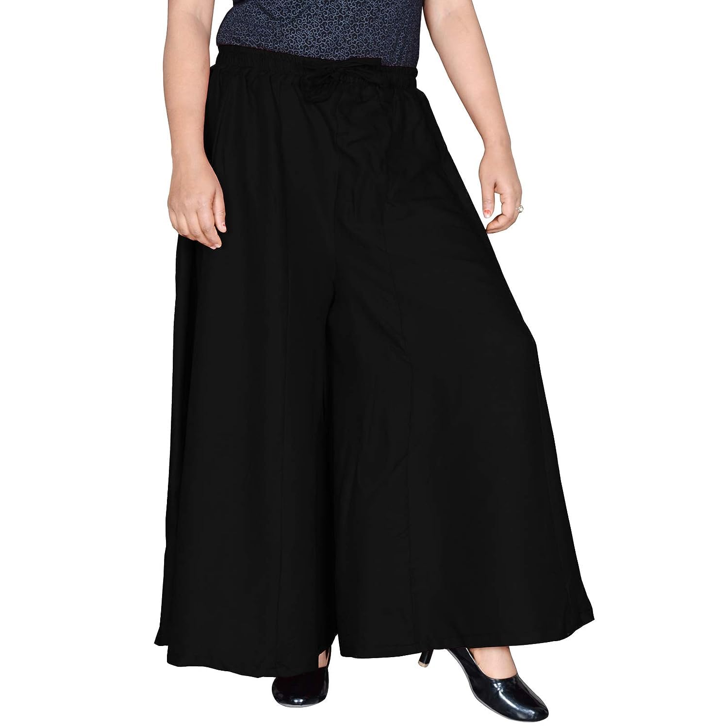 Black Palazzo for Women - High Waist Ankle Length Cotton Palazzos with Pockets | Stylish Combo-Rayon Fabric-picture-20