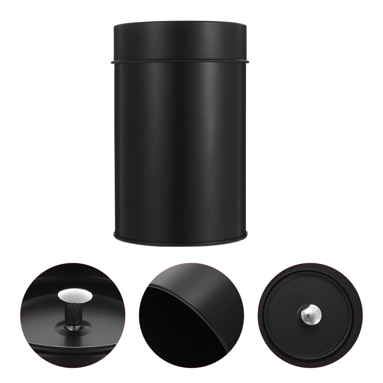 Recipiente para Té de Hojalata Negro Doble Tapa, Caja de Almacenamiento Sellada para Cocina y Adorno de Escritorio, Estilo Simple y Funcional