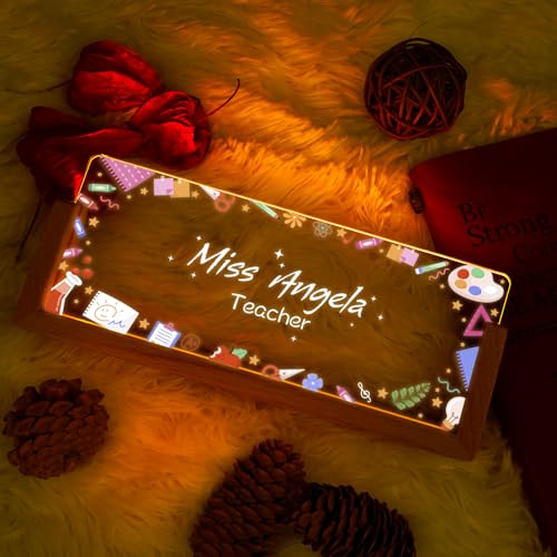 Image of Custom Name Plate for Desk, Personalized Light Up Acrylic Desk Name Plate, Personalized Office Gifts for Boss Coworkers Teacher, Employee Appreciation GIfts, Office Decor for Women Men