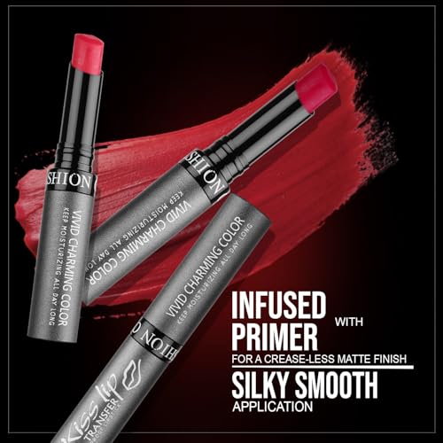 Image of Fashion Colour Kiss Lip No Transfer Lipstick, Waterproof, Smudgeproof, Long Lasting Combo (Barbie Pink & Soft Red)
