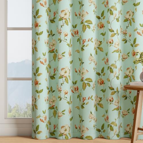 Image of Wakefit Printed Blackout Window Curtains 5 Feet | Set of 2 | Upto 99% Room Darkening | Double Layered Fabric | Thermal Insulated & Noise Reducing Curtains for Living Room & Home Decor | Petal Aqua