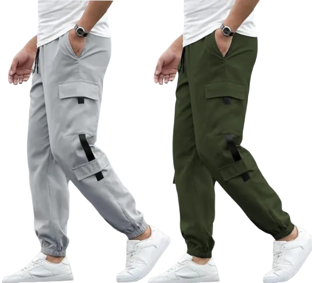 Men’s Track Pants Combo | Casual Cargo Jogger Style | Lycra Blend Fabric | Full Elastic Comfortable Fit-image-37