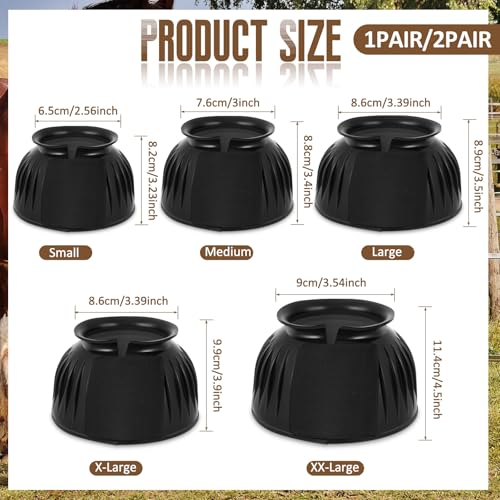 Image of Abbylike Bell Boots for Horses 1 Pair /2 Pair Available, Protect Against Hoof Impact Trauma, Rubber Bell Boots Horse Care for Turnout, No Rub Design Wrap Hook and Loop