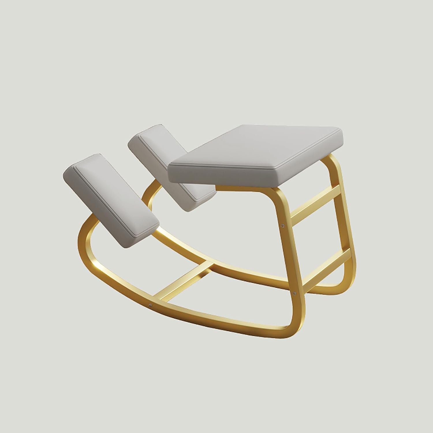 Innovative Metal Chairs, Ergonomic Stools, Sitting Posture Correction Chair, Kneeling Study Office Chair for Dining Room Bedroom Office Classroom Desk(Gold Frame, White 1)