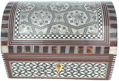Arts & Crafts of Egypt- Egyptian Mosaic Jewelry Trinket Box - Inlaid Mother of Pearl Jewelry Collectibles Coins Gift Trinket Box 6"x 3.5"x 3.5"H