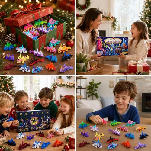 JOICEE 2026 Christmas Advent Calendar with Mini 3D Printed Dragon Animals – Image 7