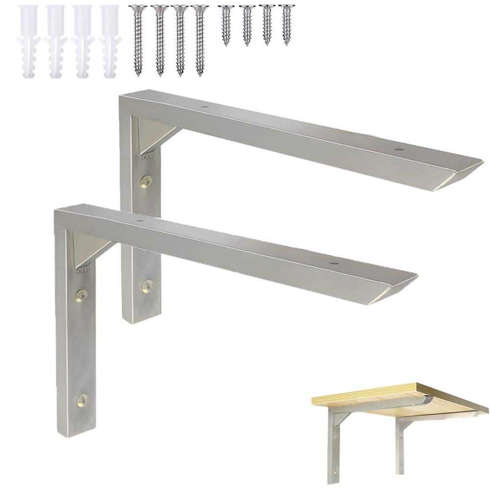 2 pièces de support triangulaire en acier inoxydable épais support de support triangulaire de comptoir en marbre support d'étagère en acier inoxydable support d'ancrage fixe support de tube carré, s