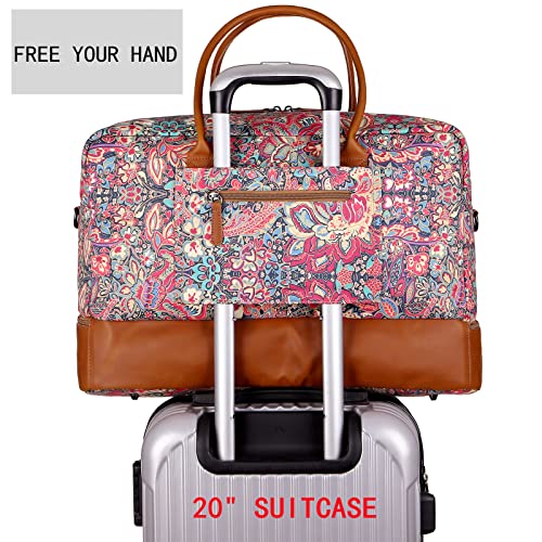 Pretty Colorful Travel Duffel Weekender Bag Overnight Bag Carry On with Shoe Compartment for Women HB-10 (HS)3