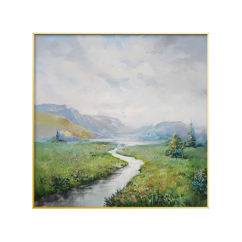 Tableau peinture huile sur toile moderne pour réveiller un mur blanc avec un grand paysage