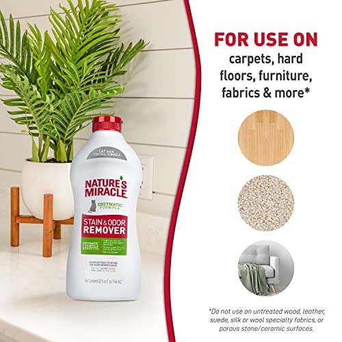 Nature's Miracle Removedor de manchas e odores para gatos, fórmula de controle de odor de 946 ml
