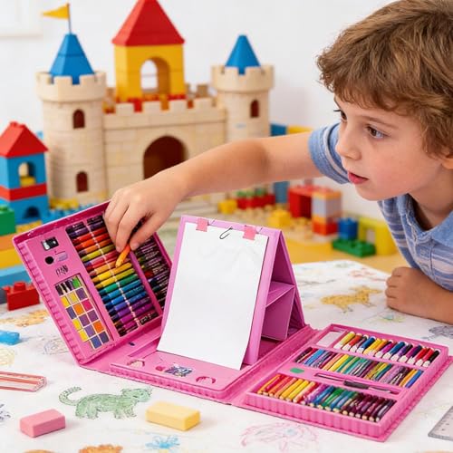 Crayon de couleur kit complet de 208 pièces mallette de dessin enfant - 5