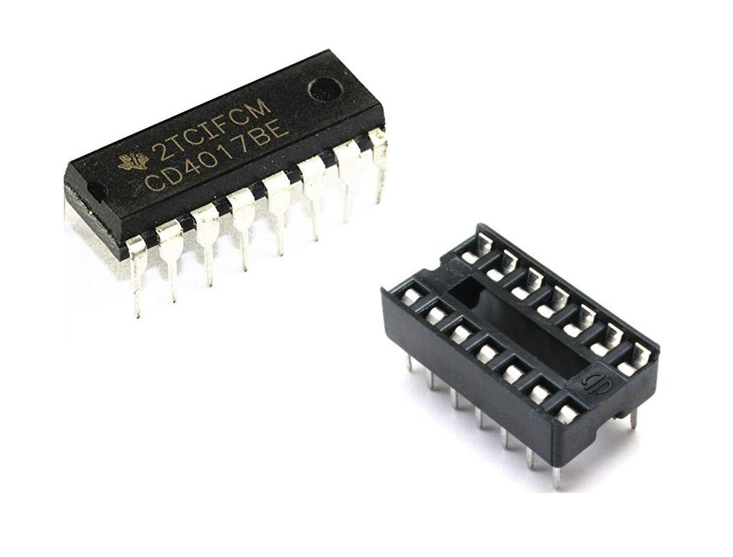 ERH India (Pack of 50) Combo of CD4017 CD4017BE 4017 Decade Counter Divider IC with 16 Pin IC Base for Electronic Projects