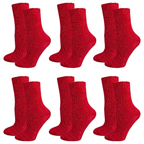 Image of 6 Pairs Women Fuzzy Socks Microfiber Warm Winter Sleep Fluffy Socks