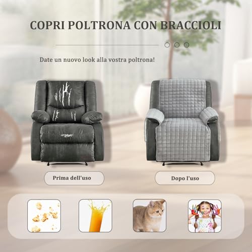 CFPLeHiYS Sesselschoner für Relaxsessel Sesselüberwurf mit Armlehne Sesselauflage Anti-Rutsch Fernsehsessel Schonbezug Sofa Armlehnenbezüge Sesselbezug für Haustieren Hund(Kaffee,1 Sitz (53 * 190cm))