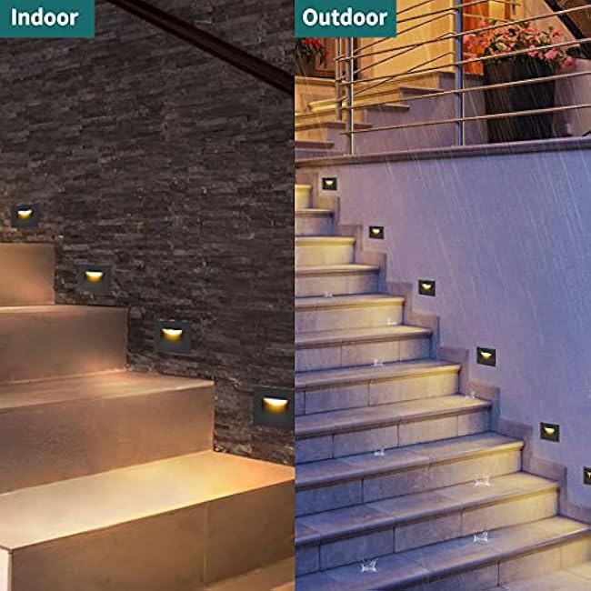 120V Dimmable LED Step Lights, 3000K/4000K/5000K Selectable, 3.5W 175lm Indoor Outdoor Stair Lights, Aluminum ORB Finish, 4 Pack