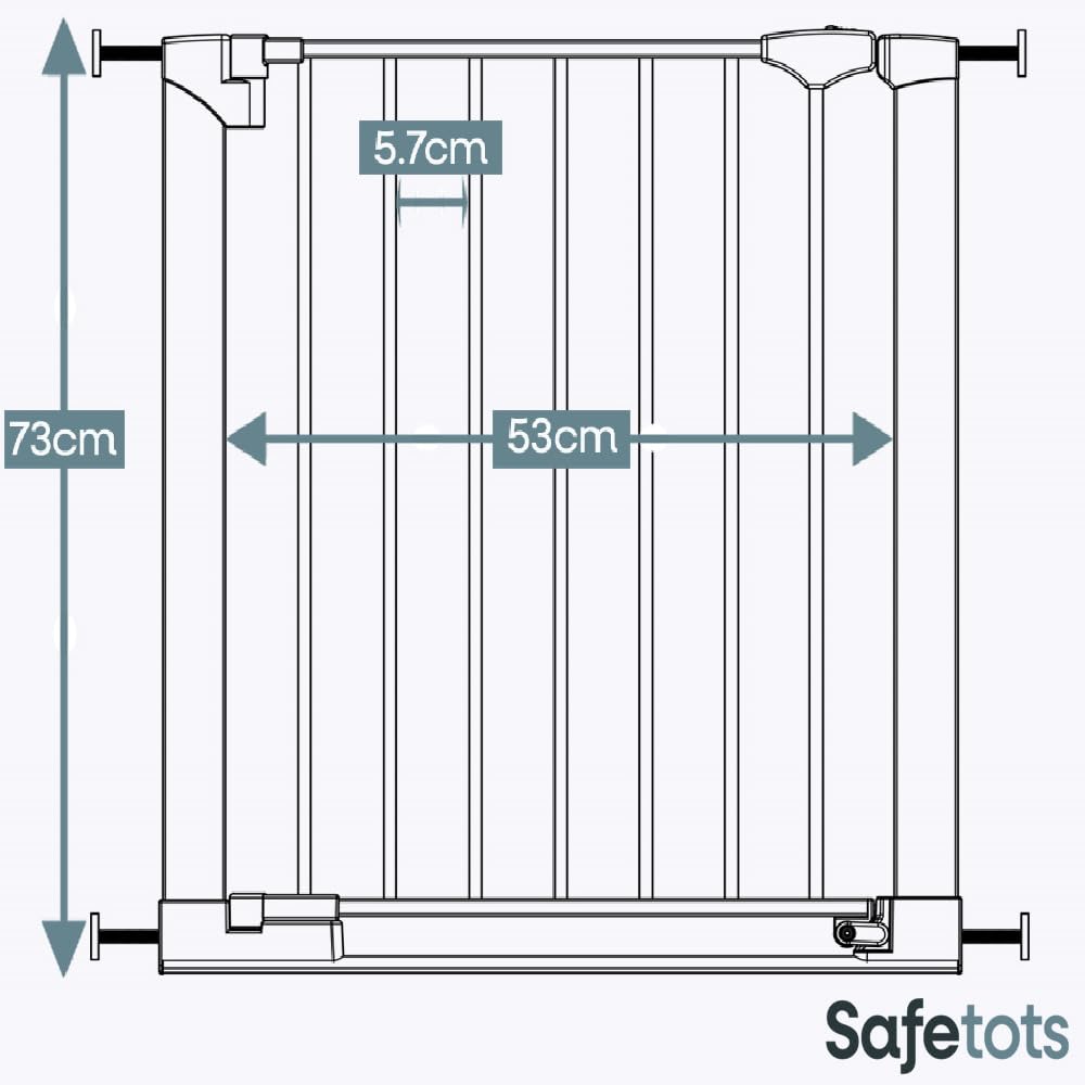 Safetots SafeStep Cancello, Bianco, 68cm - 75cm, Extra Basso Passaggio, Pressione Fit Safety Gate, Cancello per Bambini per Scale, Corridoi e Porte, Facile Installazione