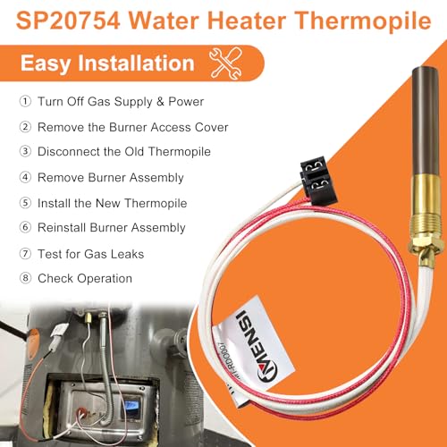 Hiorucet SP20824 Natural LP Thermopile Senor Component Compatible with Rheem, Ruud, Richmond Water Heaters Pilot Assembly, SP20824 Thermopile Replace SP21058 SP20754 SP21096 SP20739 SP20800, 750MV - Thumbnail 4