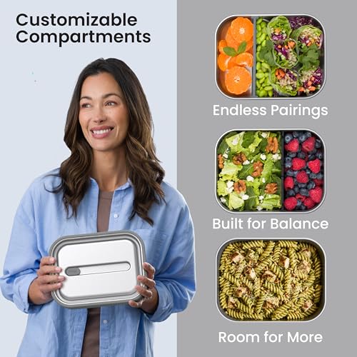 Image of Bentgo MicroSteel Leak-Proof Bento Lunch Box, Microwave & Oven-Safe