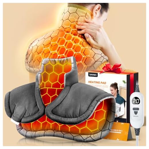 Lenmen Graphene-Infused 1Min Fast Heating Pad, Deeper Pain Relief Weighted Heating Pads for Neck and Shoulders and Back, Heated Wrap with 6 Heat Options 4 Auto Timer, Gifts for Men Women Mom Christmas