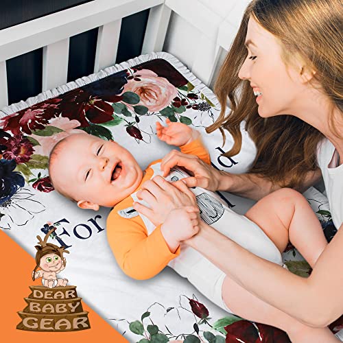 Image of Dear Baby Gear Reversible Baby Blankets - Soft Nursery Blanket for Newborn - Toddler Blankey - Throw Blanket for Boys & Girls - Infant Blankets -43x33 (for This Child I Prayed Floral - White Ruffles)