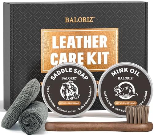 BALORIZ Lederpflege Set für Stiefel, Sattelseife & Minköl, Applikatoren & Tuch – Lederpflegeset, Stiefel-Lederpflegeset, Lederschuh-Pflegeset für Cowboystiefel, Arbeitssstiefel, Sc