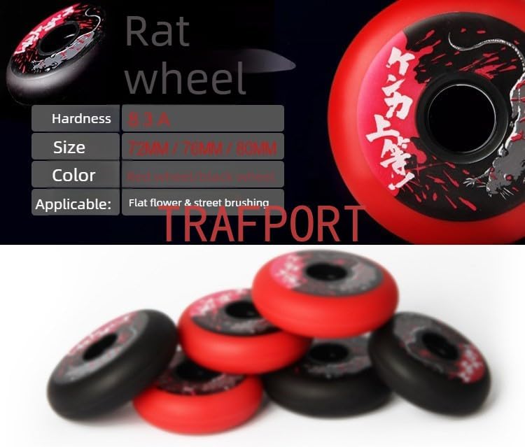 8 Pack Inline Skate Wheels 72mm 76mm 80mm Inline Replacement Wheels 83A Professional Freestyle Street Skating Wheels for Inline Skates Roller Skates (Red,80mm)