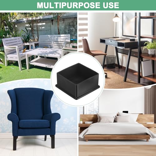 Image of M METERXITY 4-Pack Square Chair Leg Caps, 2.36 inch (60mm) PVC Chair Leg Floor Protectors for Chairs /Table /Bed, Furniture Feet Covers Cups Non-Slip End Tips