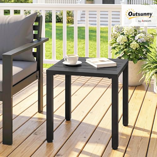 Table Jardin Carrée Métal Noir 45 cm, Outsunny 84G-947V00BK