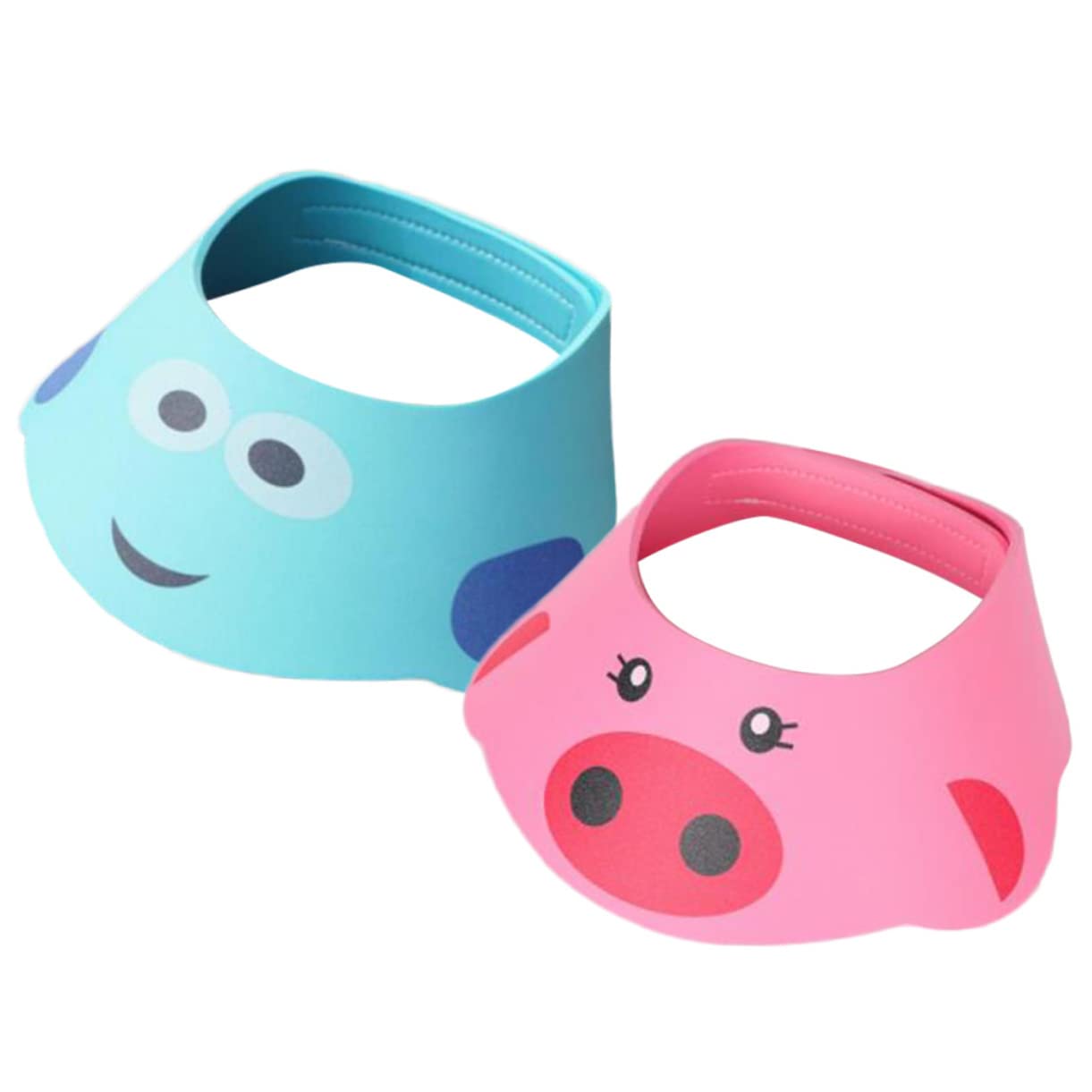 2pcs Adjustable Baby Shower Cap - Cute Animal Design Bath Hat, Soft Hair Washing Visor with Ear Protection for Kids, Infants & Toddlers, Assorted Colors, 14.17x12.59 Inches