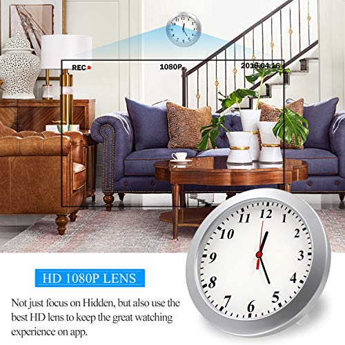 KAMRE 1080P WiFi Hidden Camera Wall Clock Spy Camera, Nanny Camera for Home Security with Motion Detection, No Night Vision - Thumbnail 5