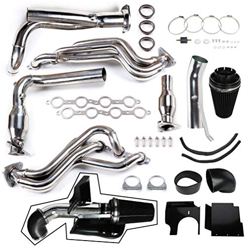 4\" Cold Air Intake System with Heat Shield Exhaust Manifold Fits for 99-05 Chevrolet Silverado 1500 4.8L 5.3L 00-04 Chevrolet Suburban 1500 5.3L Tahoe 4.8L 5.3L 00 Chevrolet Tahoe 5.7L